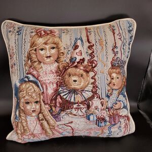 15x15 Mary Hulgar Tapestry Doll Pillow Vintage Party Decor Cushion